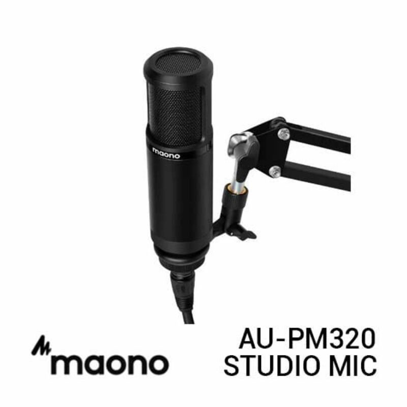 Maono AU-PM320 XLR ConMaono PM 320 merupakan mic condenser dengan tipe polar cardioid. Dilengkapi dengan diaphragma 16mm, membuat mic ini mampu menangkap frequensi suara dengan sangat baik dengan zero latency dan no noise. Cocok banget buat rekam suara vo