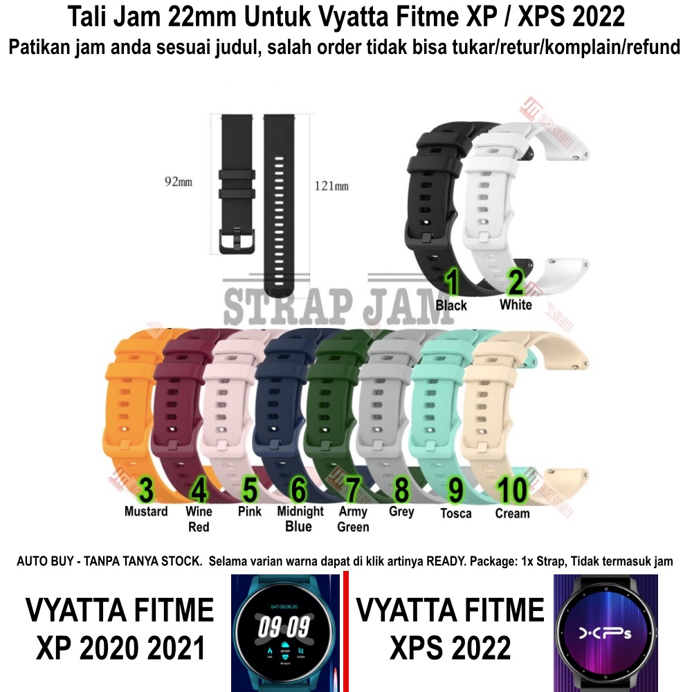 OYE Tali Jam Vyatta Fitme XP / XPS 2022 - Strap 22mm Rubber Silikon Lentur Nyaman