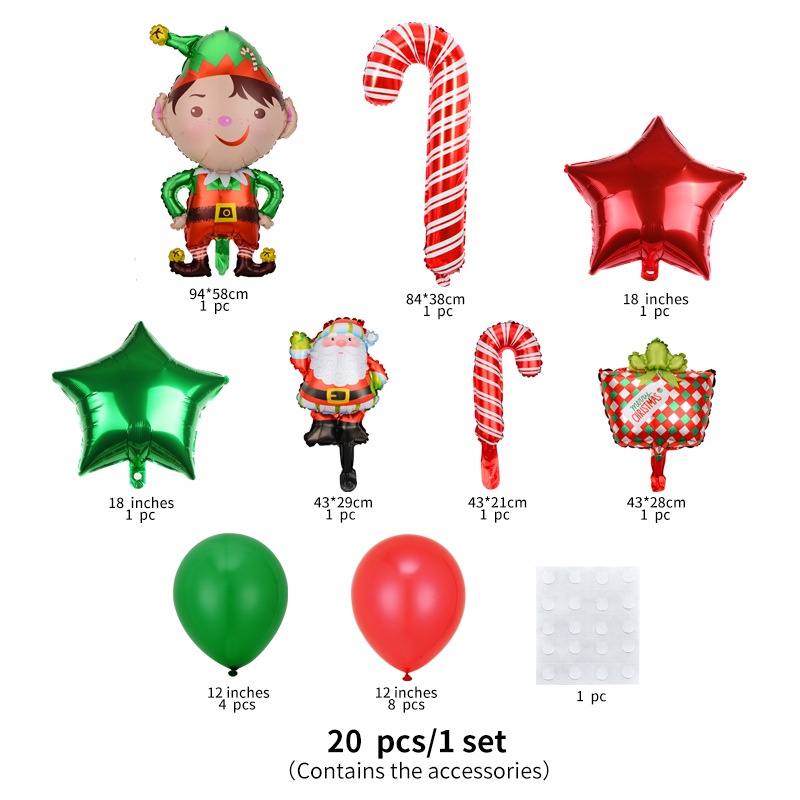 20 / 25pcs / Set Balon Aluminum Foil Bentuk Topi Santa Claus Warna Hijau Untuk Dekorasi Natal