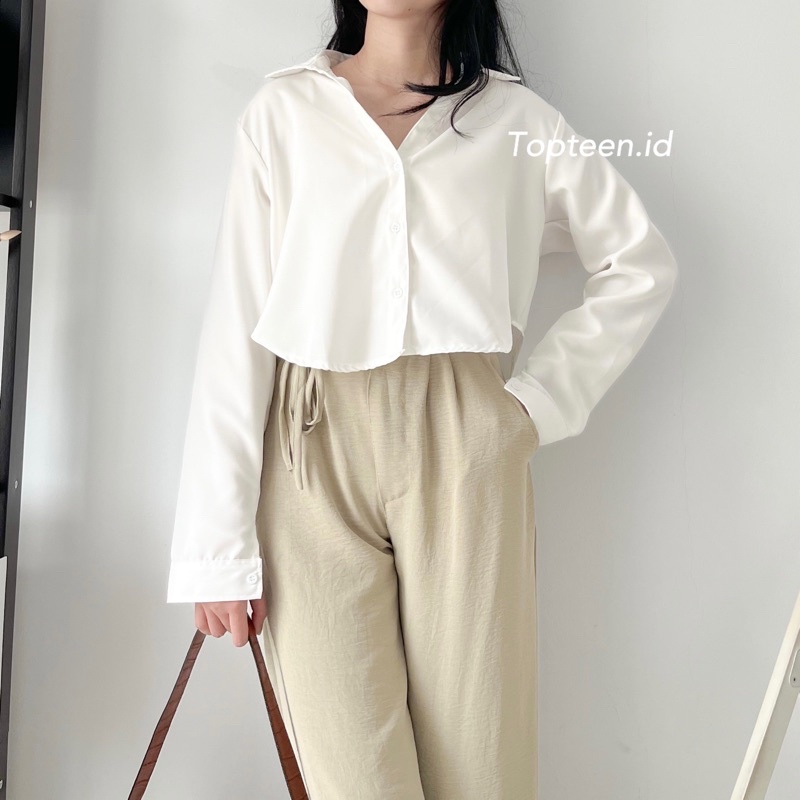 LONG Lexa Sakura Crop Kemeja Wanita Casual Kerja