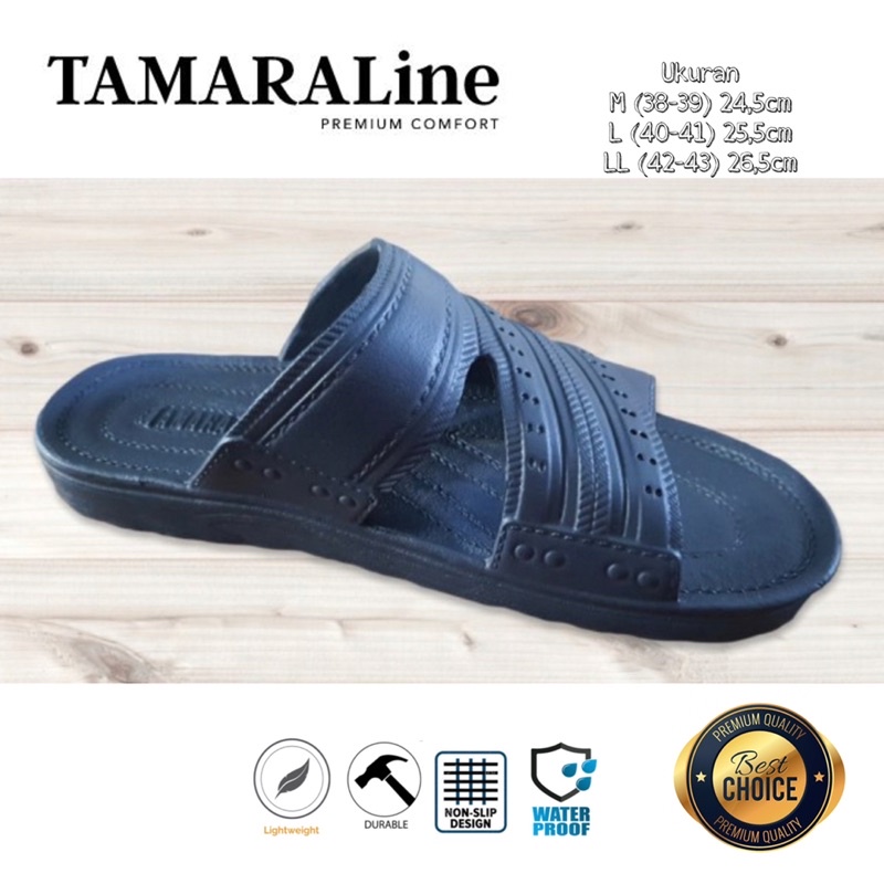 Sandal Selop Slide Slip on Karet Pria Dewasa / Remaja - TAMARALINE 221 / Bahan Premium Lentur Empuk Ringan Kuat Anti Slip Anti Air Model Sandal Casual Santai Rumah Hotel Outdoor Kamar Mandi Murah Original