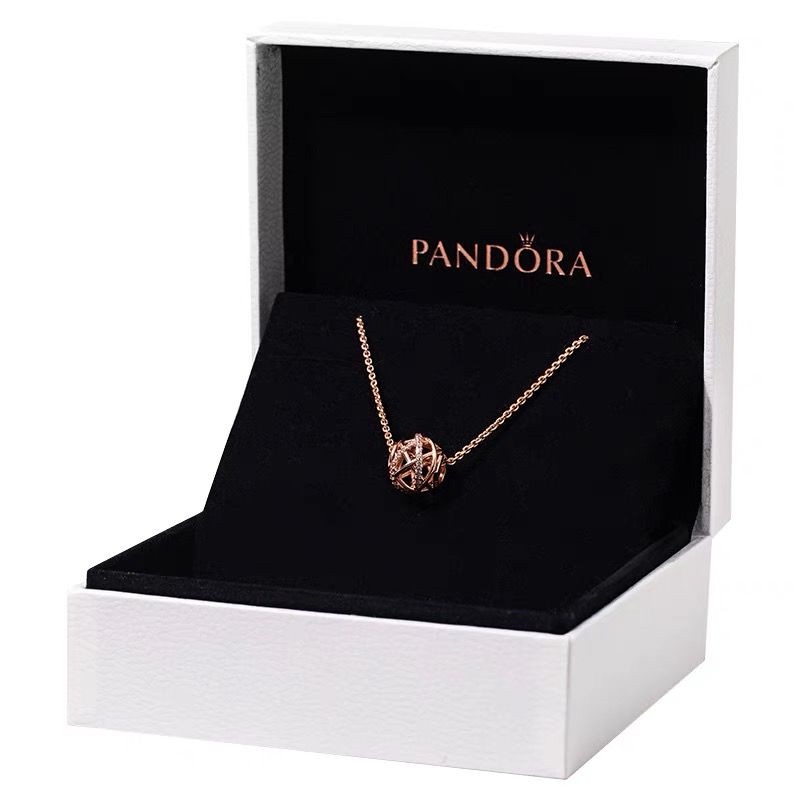 Pandora Kalung 925 Silver Rose Gold 18K Dengan Liontin Berlian Galaxy Model Hollow Untuk Wanita