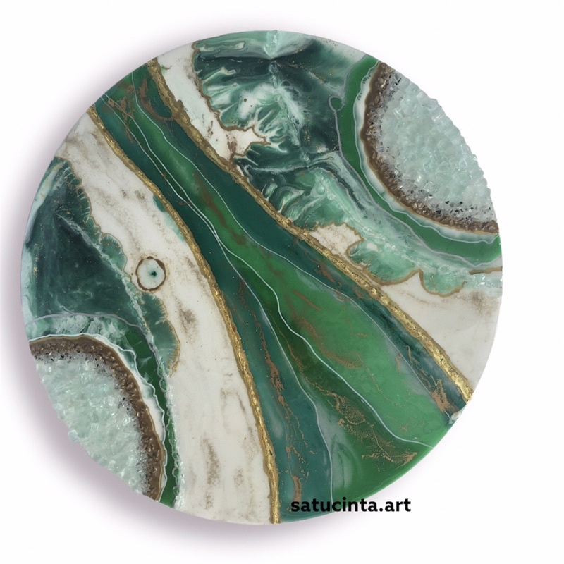 Geode Art WallArt Resin Art Hiasan Dinding / Pajangan Dinding Batuan Kaca 50cm