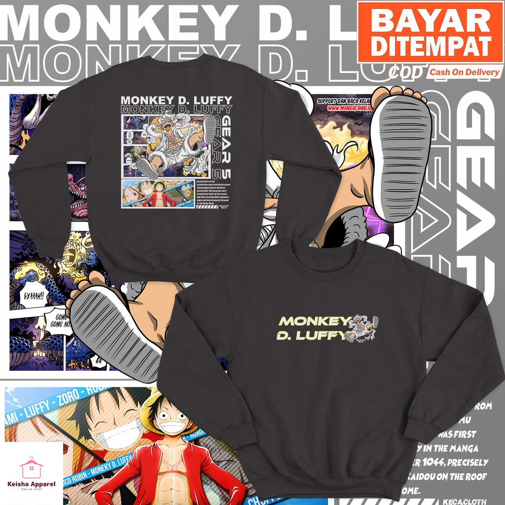 JAKET SWEATER ANIME ONE PIECE LUFFY GEAR 5 VOL 2 SWEATER LUFFY COWOK CEWEK