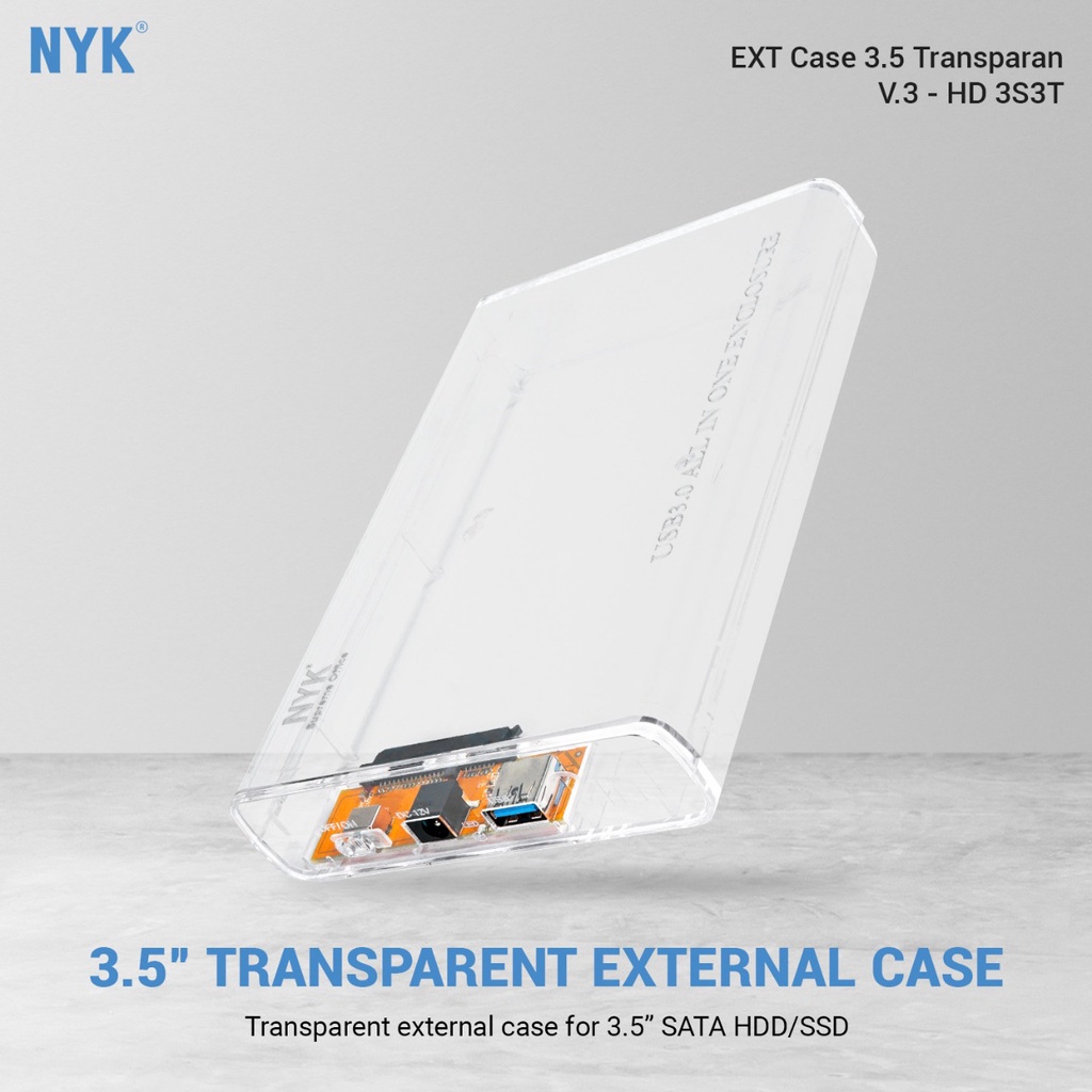 2 in 1 Casing HDD Enclosure 3.5&quot; Sata USB 3.0 Transparant