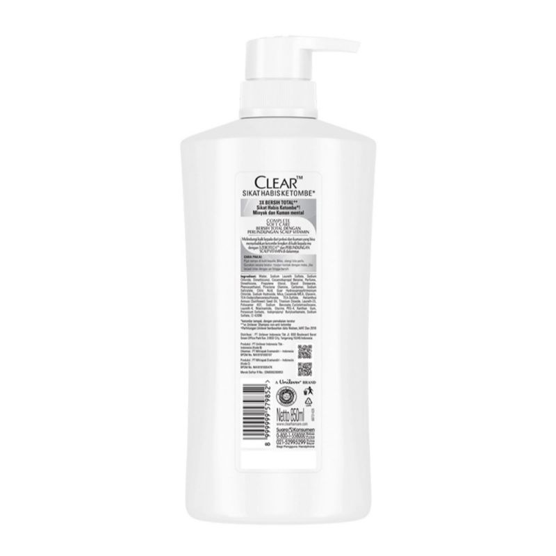 CLEAR Shampoo Anti Ketombe Complete Soft Care 850ml