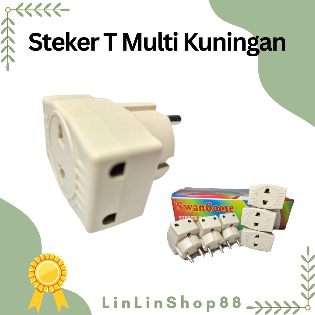 Steker T Multi Kuningan 1 pcs /T Multi Serbaguna /T Cabang 3