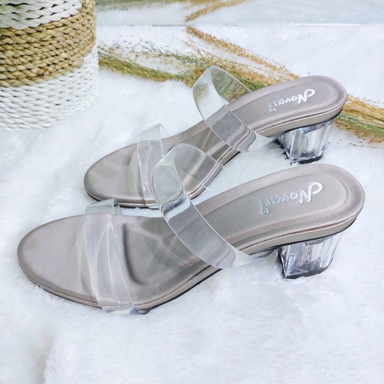 Sandal Wanita High Heel Kaca Transparan  - Novari H01
