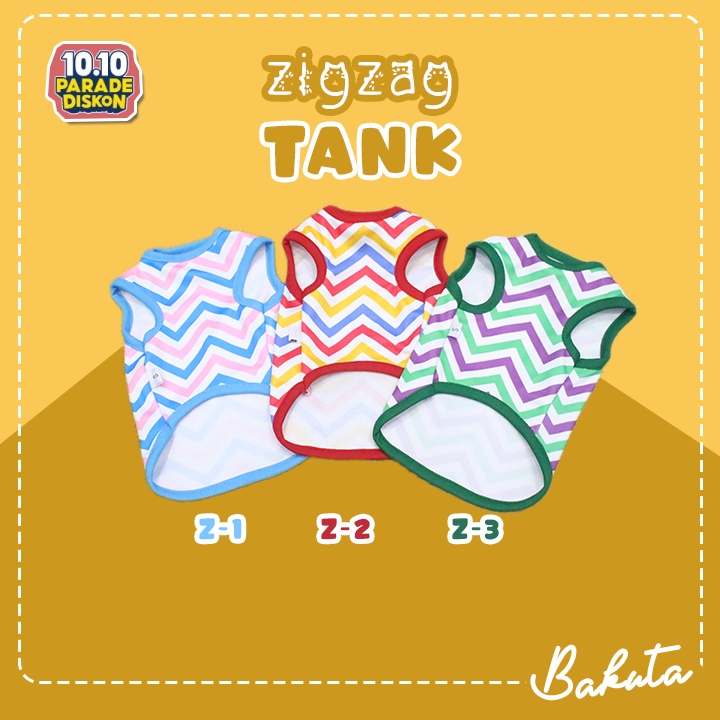 Baju Kucing Model Kaos Motif Tank Zig-zag Warna Warni (Boleh Request Kombinasi Warna) | Zigzag Tank Bakuta