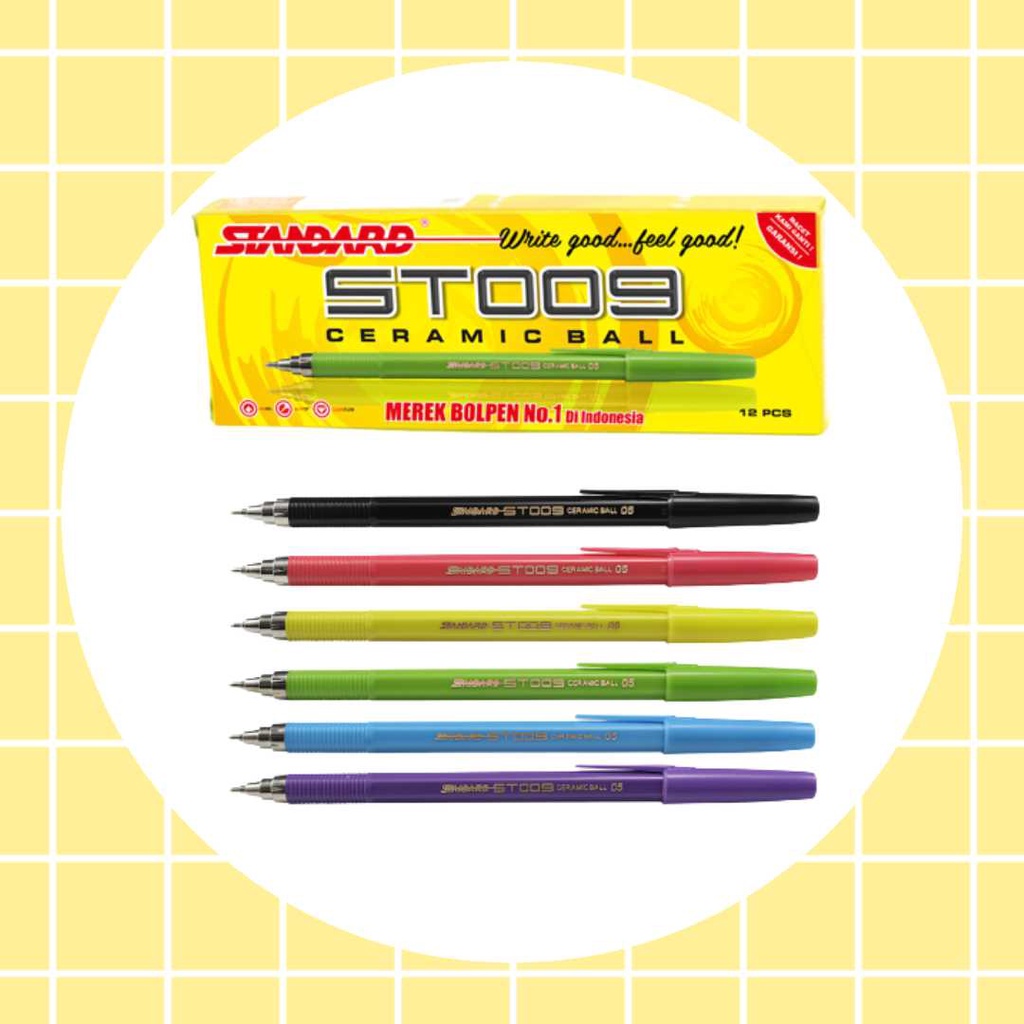 Standard Pen - ST009 Ceramic Ball 0.5 Isi 12 pcs ( Pulpen, Pena, Ballpoint )