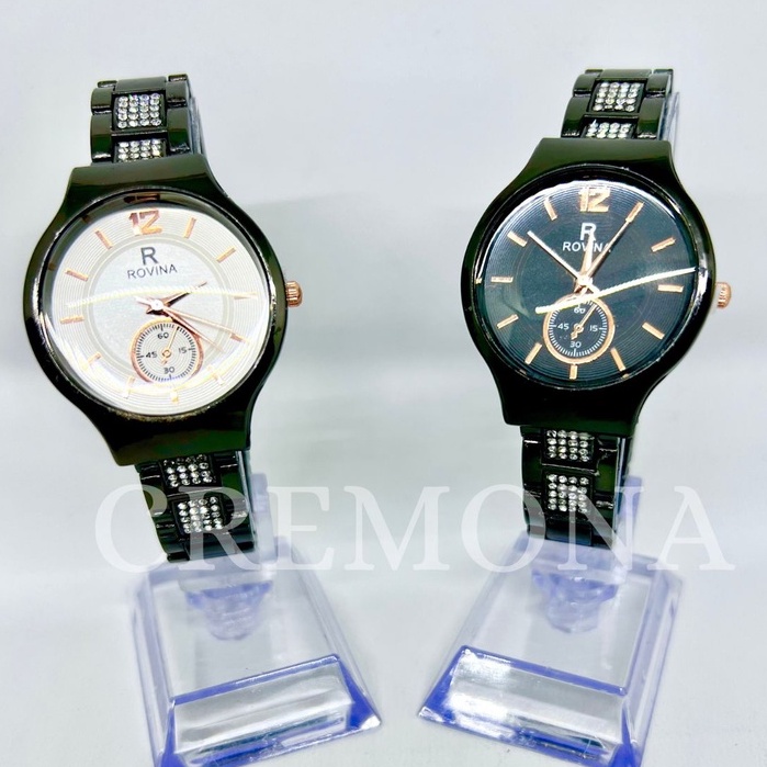 CREMONA Jam Tangan Cewek Analog Import Fashion Murah Model Permata Stainless Steel Chrono