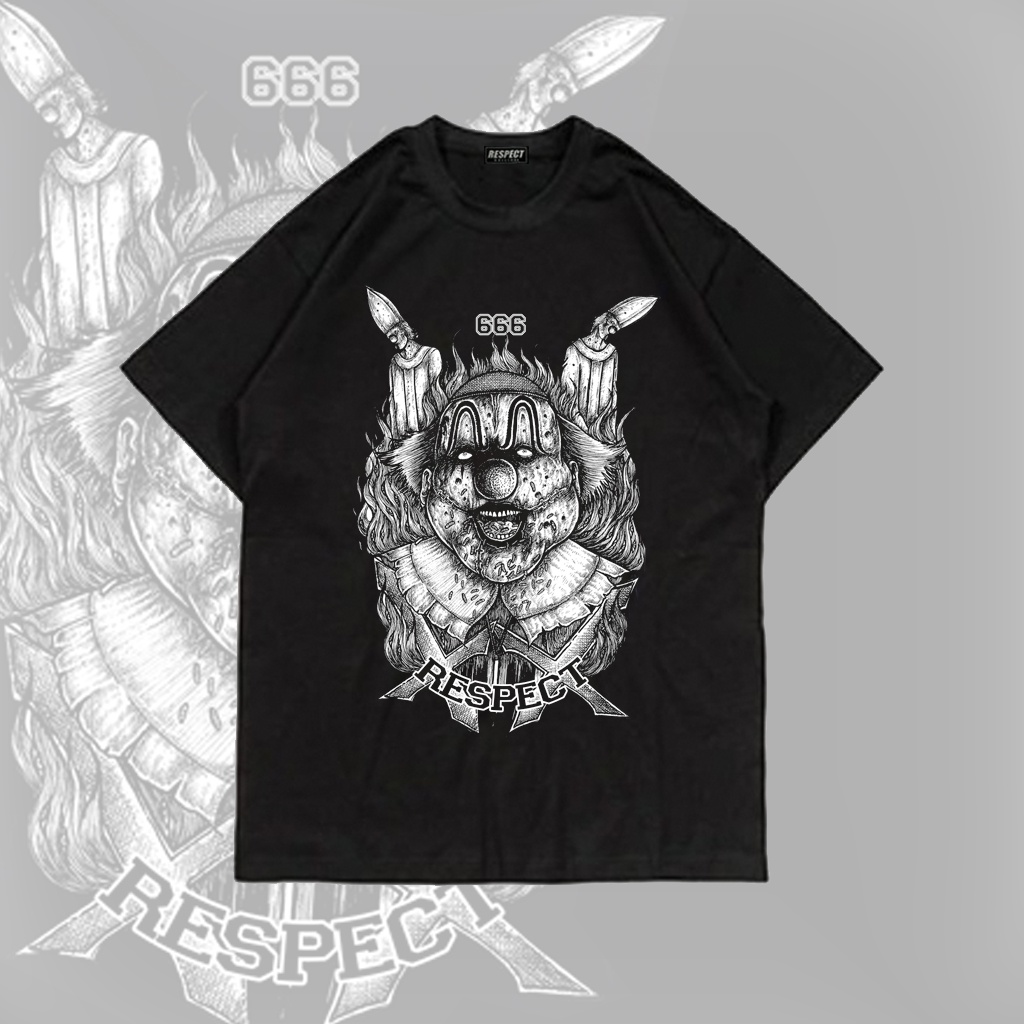 Kaos Metal Hitam Putih Sablon Plastisol Manual 100% Original