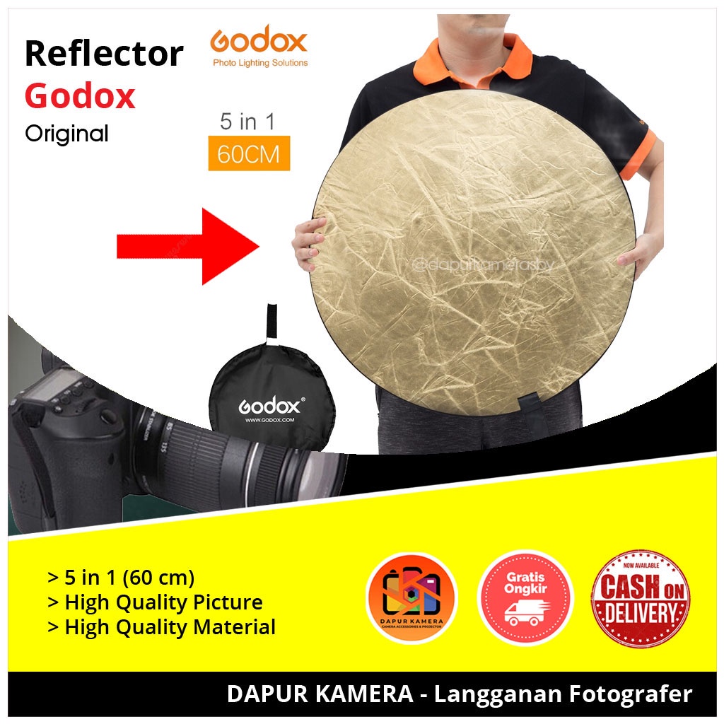 REFLEKTOR CAHAYA REFLECTOR FOTOGRAFI BULAT LIPAT GODOX 5 IN 1 60CM
