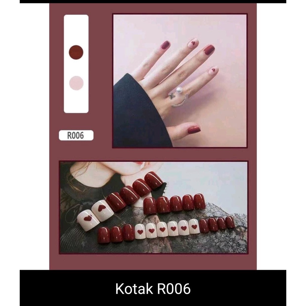 *galerybeautysemarang* Kuku Palsu Fake Nail Kuku Palsu Tahan Air 24 PCS Kuku Palsu Dan Lem /Fake Nail Art 3d /Stiker Kuku Tahan Air