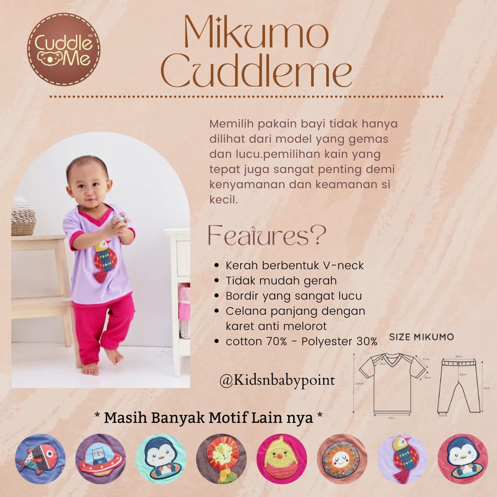 (KNB) Baju Balita Mikumo Daily Set Anak Kaos Katun Viscose Cuddle Me