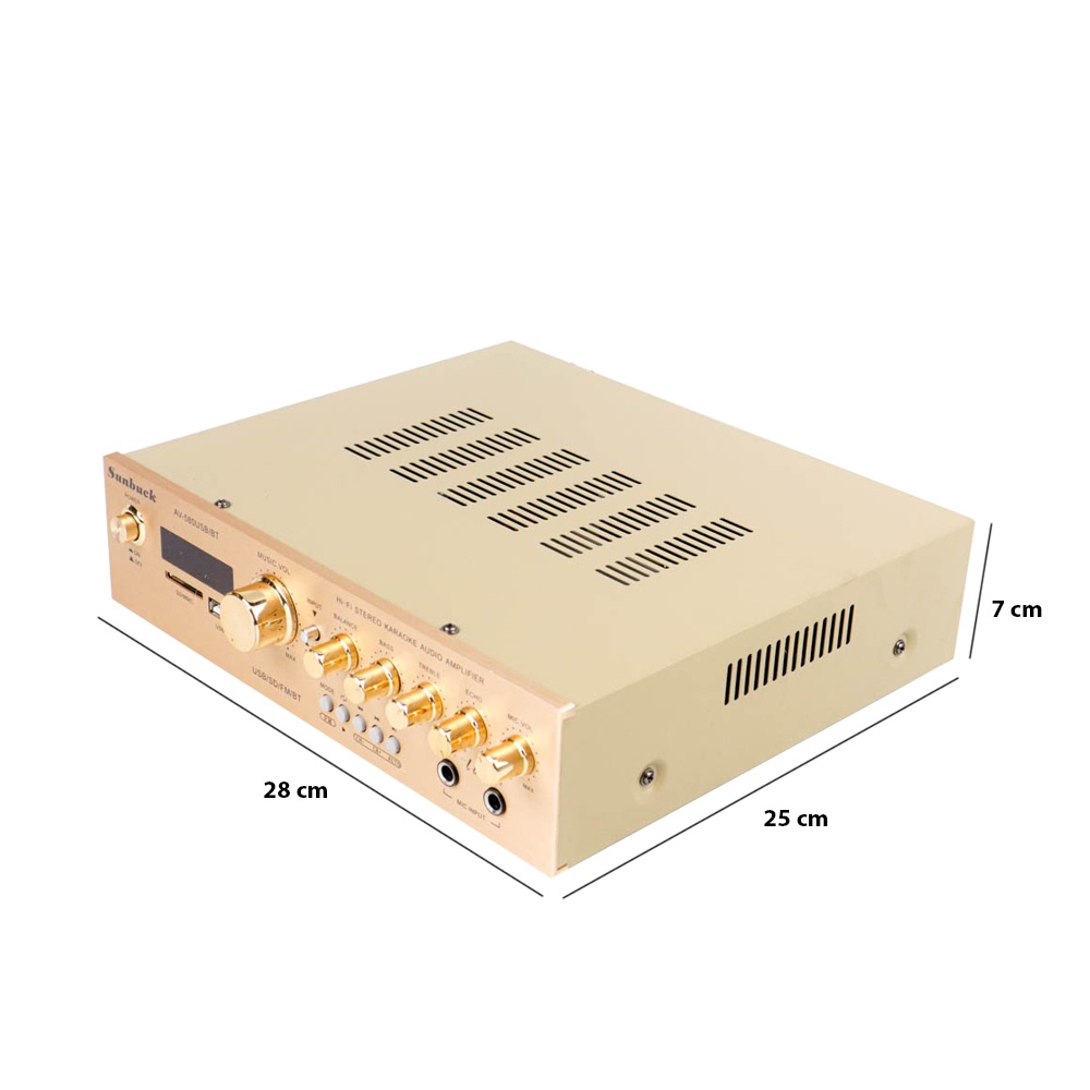 Sunbuck Bluetooth EQ Audio Amplifier Karaoke Home Theater FM Radio 920 W - AV-580USB/BT - Golden