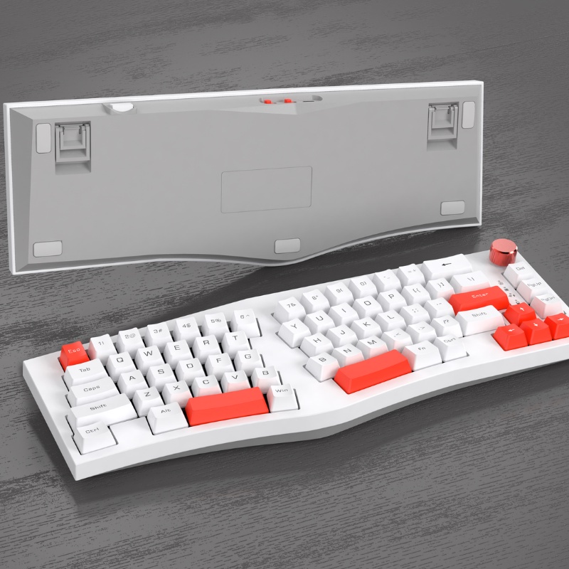 Feker Alice80 Ergonomics Wireless 3mode Hot Swap Keyboard Mekanik RGB South Face Light Knob Switch Keycap Kit