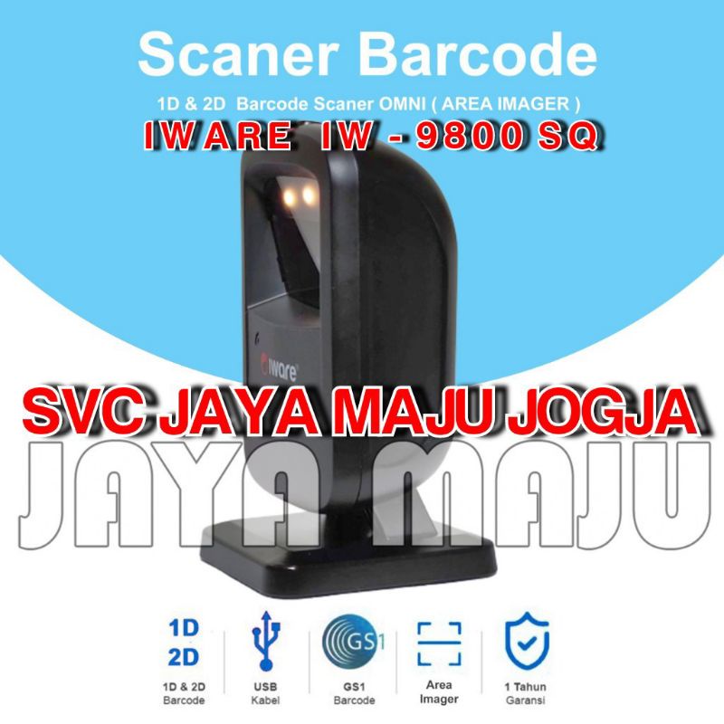 IWARE  IW 9800 SQ - USB - 1D 2D  ||  BARCODE SCANNER - AREA IMAGER - OMNI / DUDUK - AUTO SENSE SCAN 