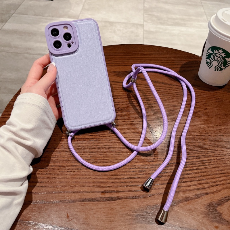 Case Lensa Mata Malaikat Bahan Kulit Dengan Lanyard Anti Hilang Untuk iPhone 14 13 12 Pro Max 14 Plus