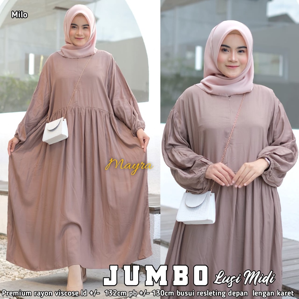 [Bayar Di tempat]. haniya 2 DRESS XXXL JUMBO / BAHAN RAYON TWILL / GAMIS SYARI LD 130-lusi milo