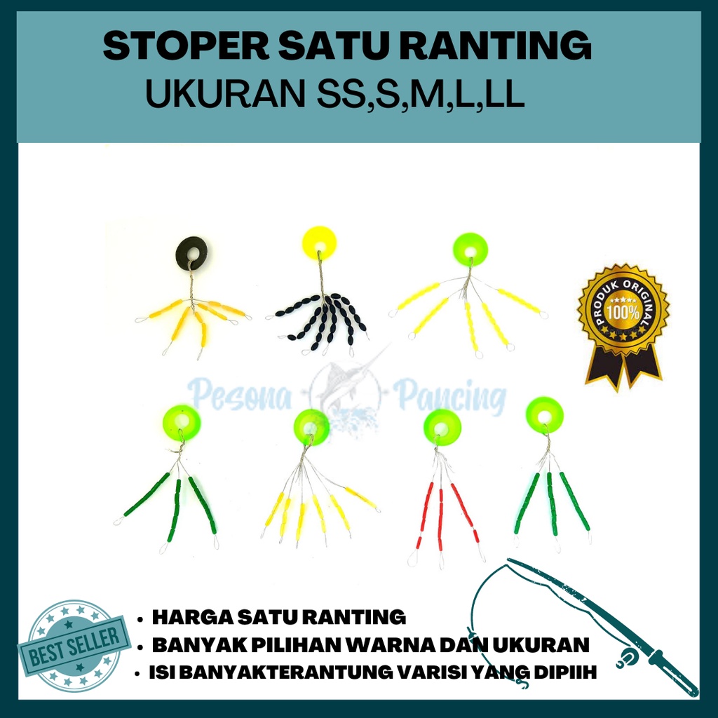 Stopper Pancing SATU RANTING Warna RAINBOW VARIASI ukuran SS S L M XL