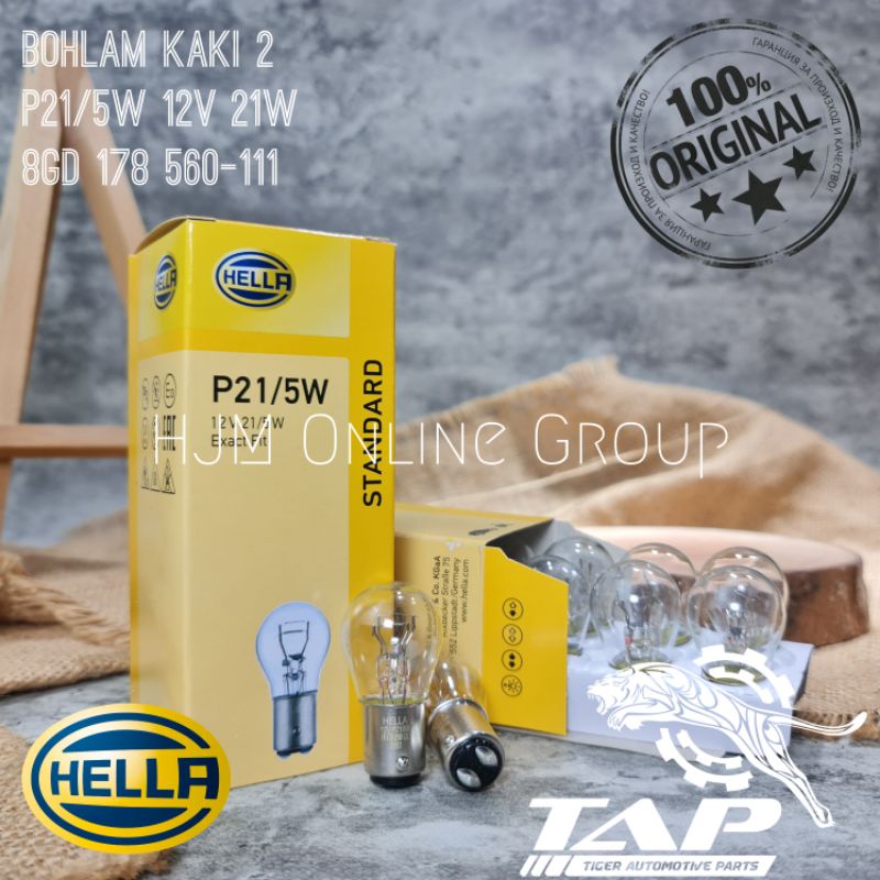 BOHLAM P21/5W 12V 21W BAY15d HELLA ORIGINAL - LAMPU REM STOP KAKI 2