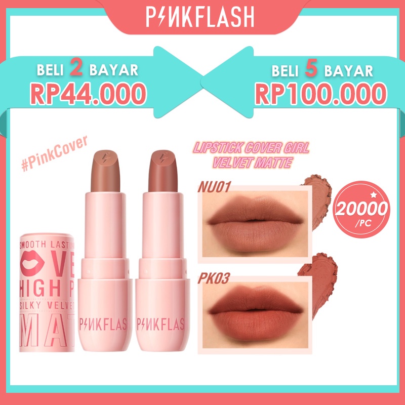 PINKFLASH  Lipstik Cream Cover Girl Velvet Matte Pigmen Tinggi Tahan Lama Silky Lembut Halus Creamy Tidak Kering #PinkCover