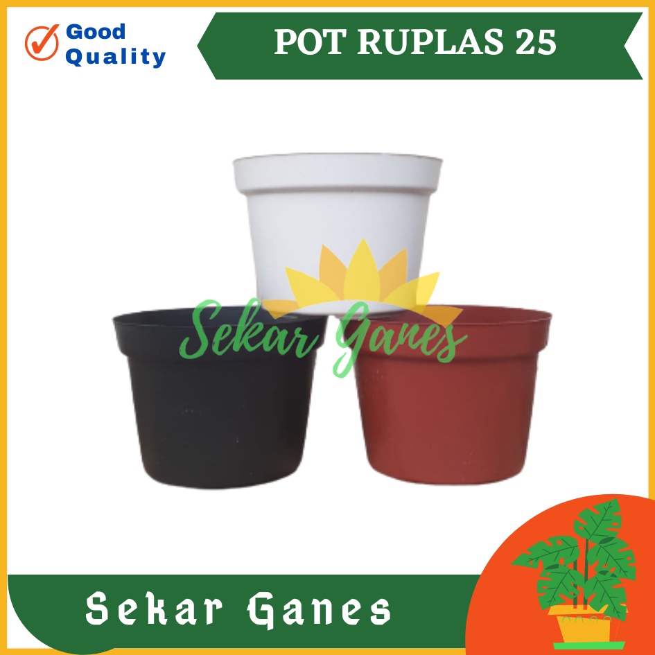 TERMURAH Pot Bunga Hitam Putih Merah Bata 25 cm (MODEL BASIC) Termurah se-Indonesia