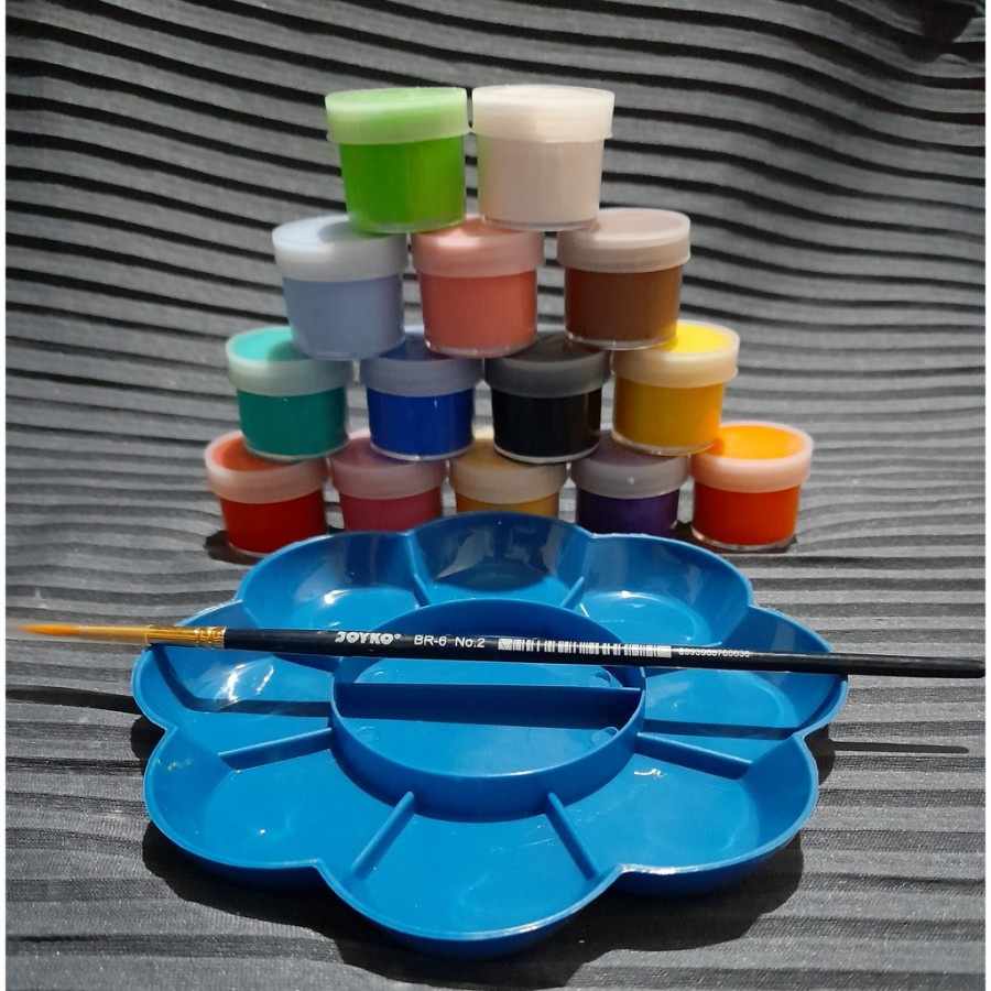 

[SALE!! TERLARIS] Art Set - Palet + Kuas + Cat Air/Akrilik/Styrofoam/Kayu - Perlengkapan Melukis Anak Untuk Patung Gypsum