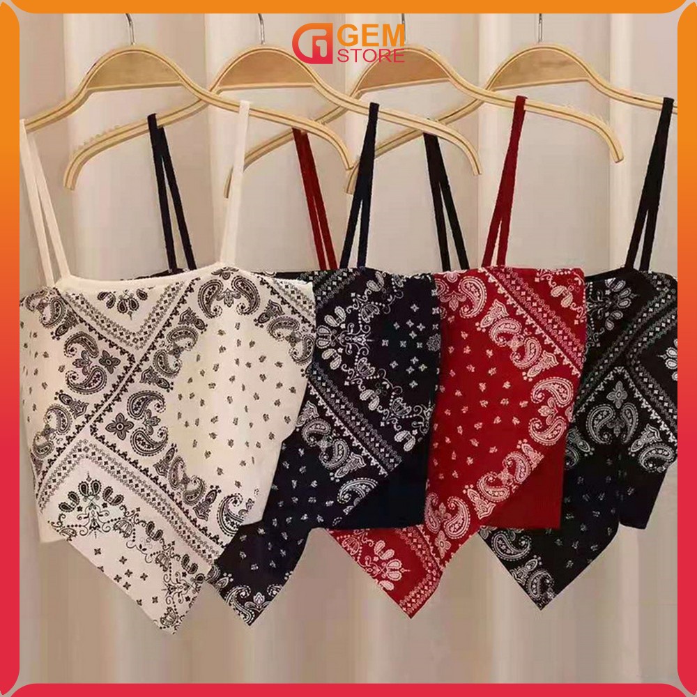 Tank Top Segitiga Model Crop Top Motif Hailey Scarf / Tanktop Atasan Wanita Tanpa Lengan / Tanktop S