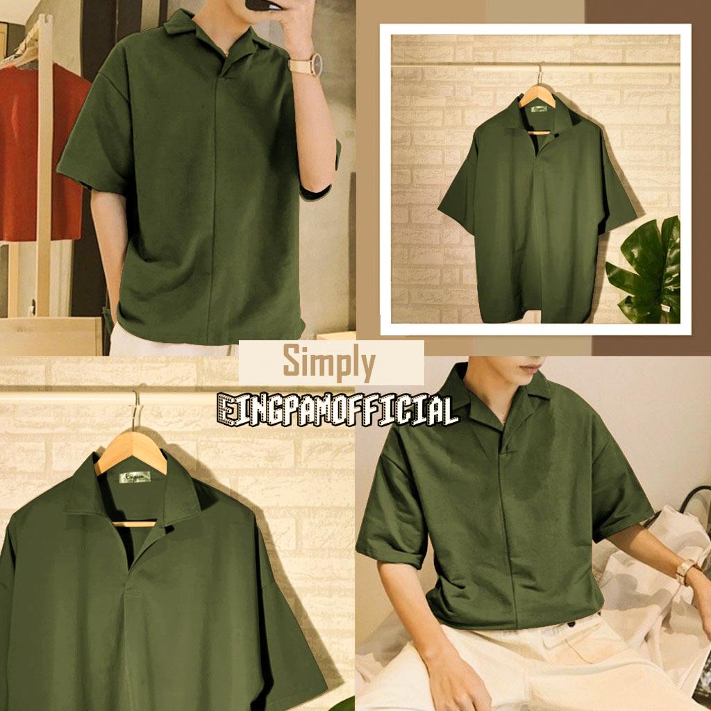 Amspro Blouse pria kemeja pria kemeja korea atasan pria blouse v neck pd-06