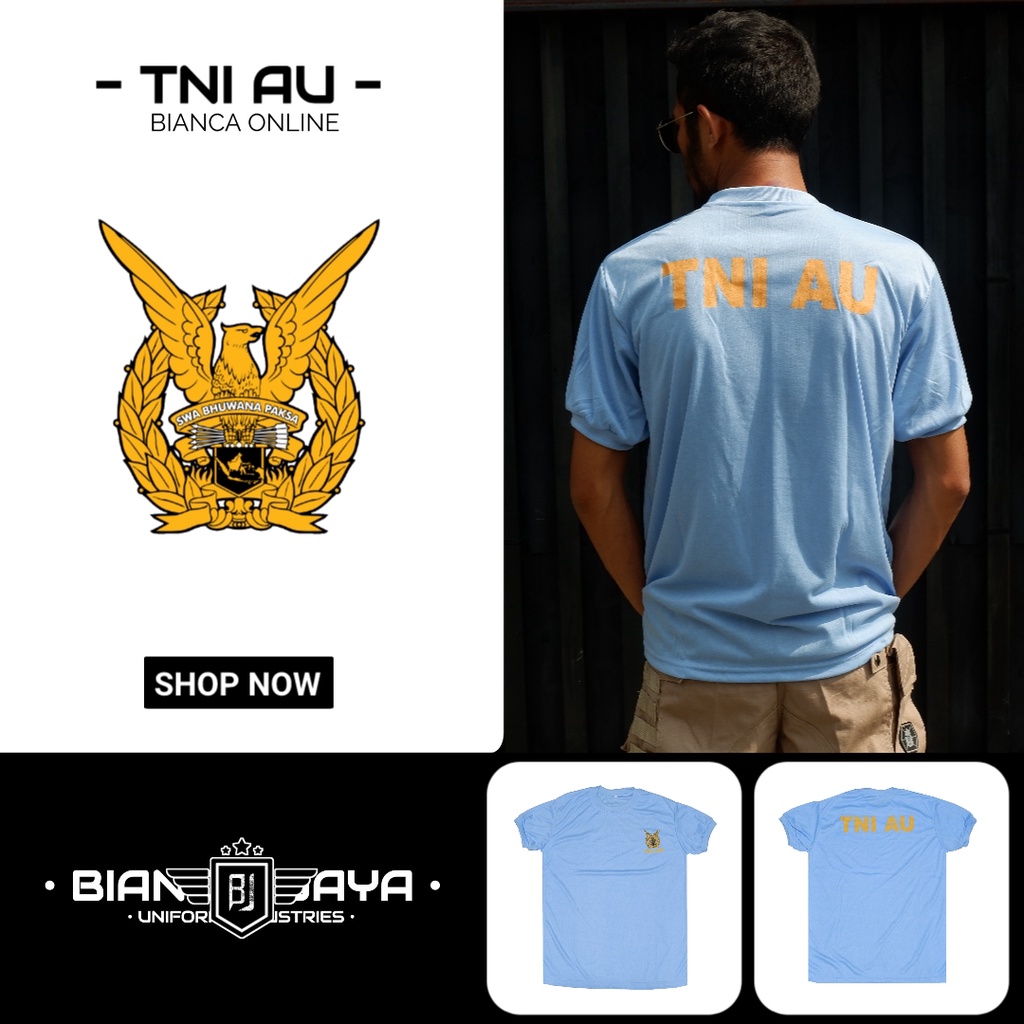 Baju Kaos Tni AU Lengan Pendek katun Biru