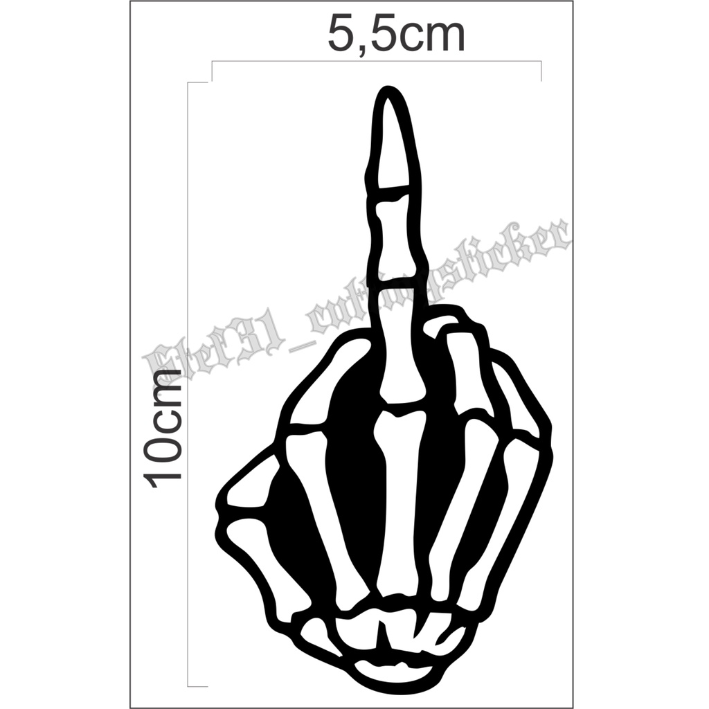 Stiker cutting gambar tangan tengkorak fuck