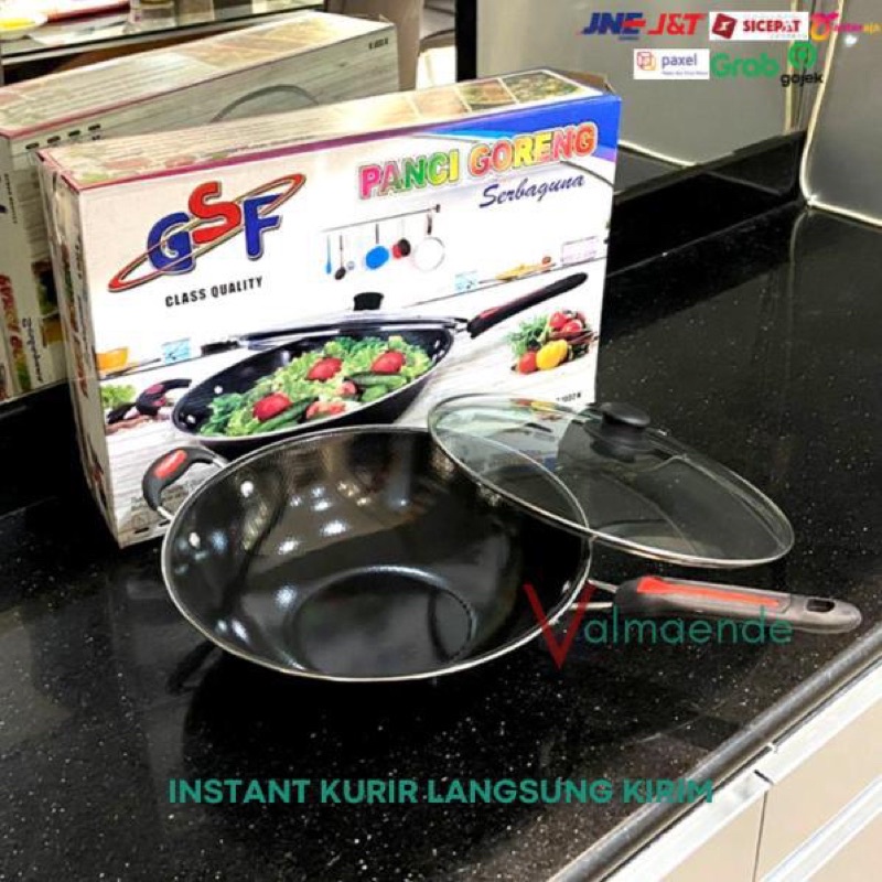 Wajan Set Serbaguna anti Lengket GSF 1132KSG Wajan Kukus 32cm Penutup Kaca Wok Panci Goreng Penggoreangan Serbaguna Tirisan Minyak Steamer Kukusan GSF 1032K 1132KSG