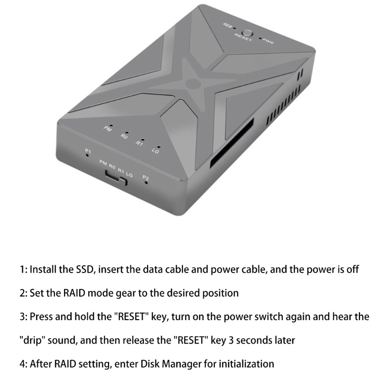 Case Enclosure SSD M2 NVME Dengan USB3.2 20Gbps Transmisi Cepat Dual Bay Raid Mode Support 2230 / 2242 / 2260 / 2280