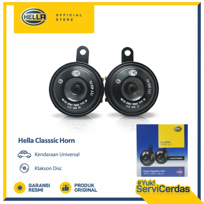 HELLA Klakson Disc Hella Classic Horn 12V - Klakson Aksesoris Mobil Motor Premium Awet Anti Karat
