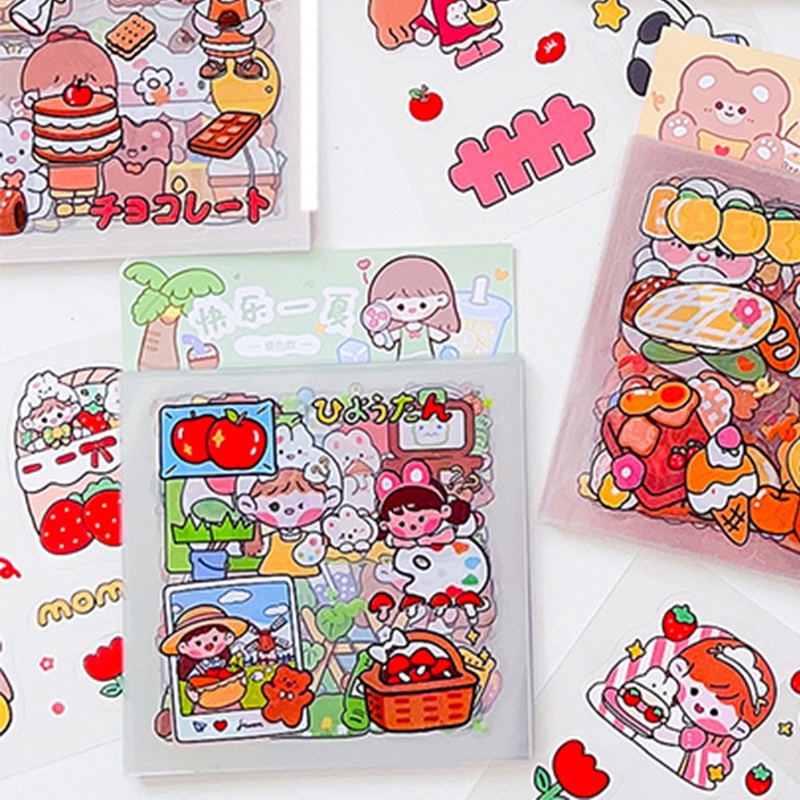 20 Lembar Stiker Desain Kartun Lucu Bahan PVC Model DIY