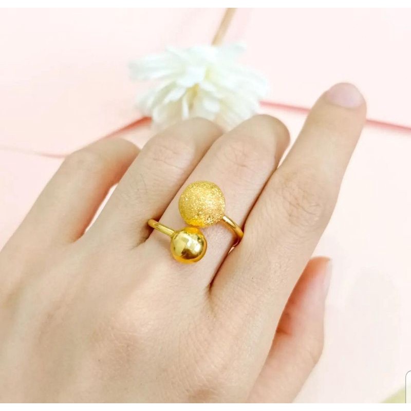 Cincin Bola Pasir Polos Silang Elegant Hadiah Istri Emas Asli