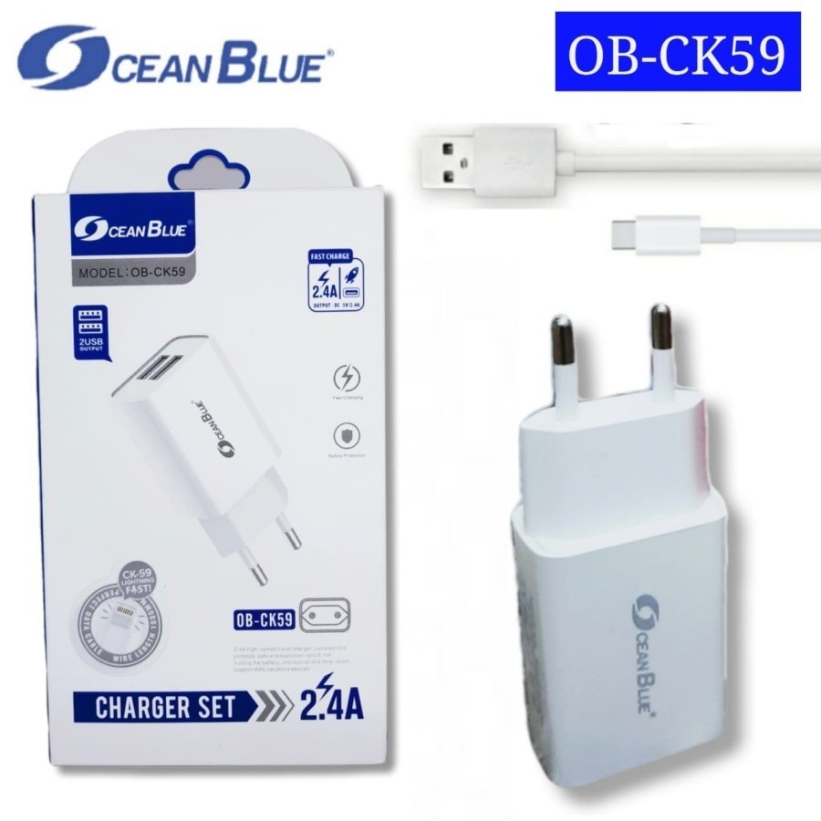 Ocean Blue OB-CK59 Charger Hp Dual Port USB Type C 2.4A Fast Charging