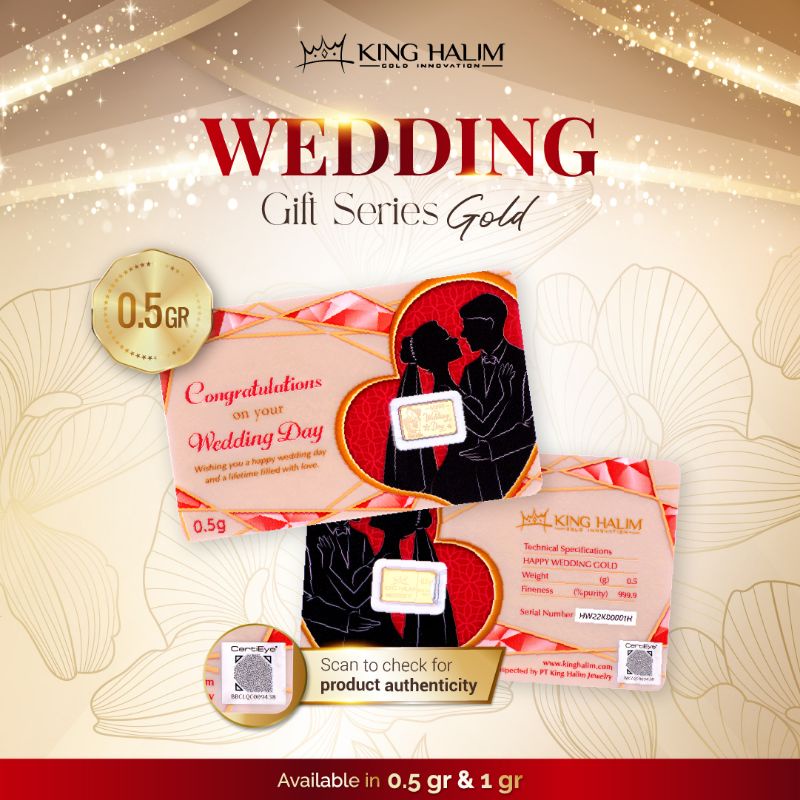 Logam Mulia King Halim / LM KH &quot;Happy Wedding&quot; 24K 0.5 gram - SDW Gold -