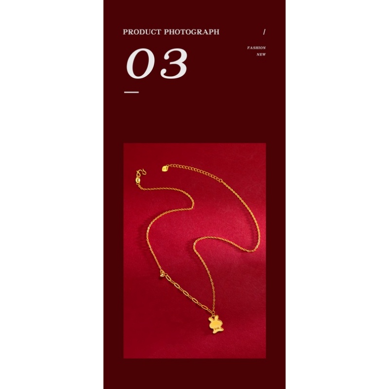 Goldkingdom Perhiasan Fashion 24K Bangkok Aksesoris Ready Stock Lucu Bunny Kalung Gaya Preppy Niche Rantai Set Berlapis Emas Asli Kadar 375 Minimalis Wanita
