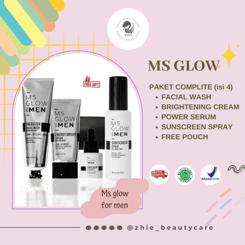 MS GLOW FOR MEN ORIGINAL/PAKET WAJAH PRIA LENGKAP/PAKET BASIC COMPLETE MS GLOW FOR MEN