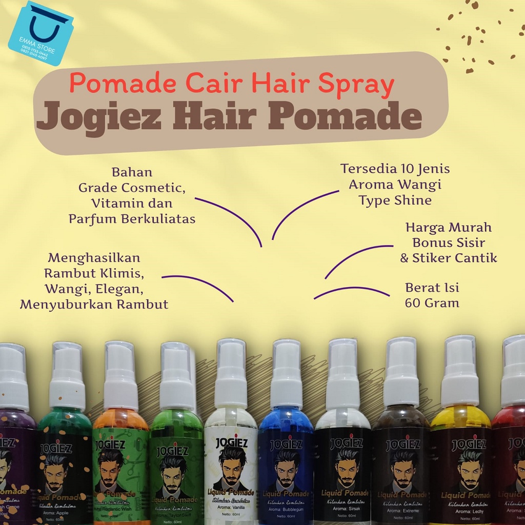 Pomade Cair Pomade Spray Pomade Liquid Jogiez 60 Ml