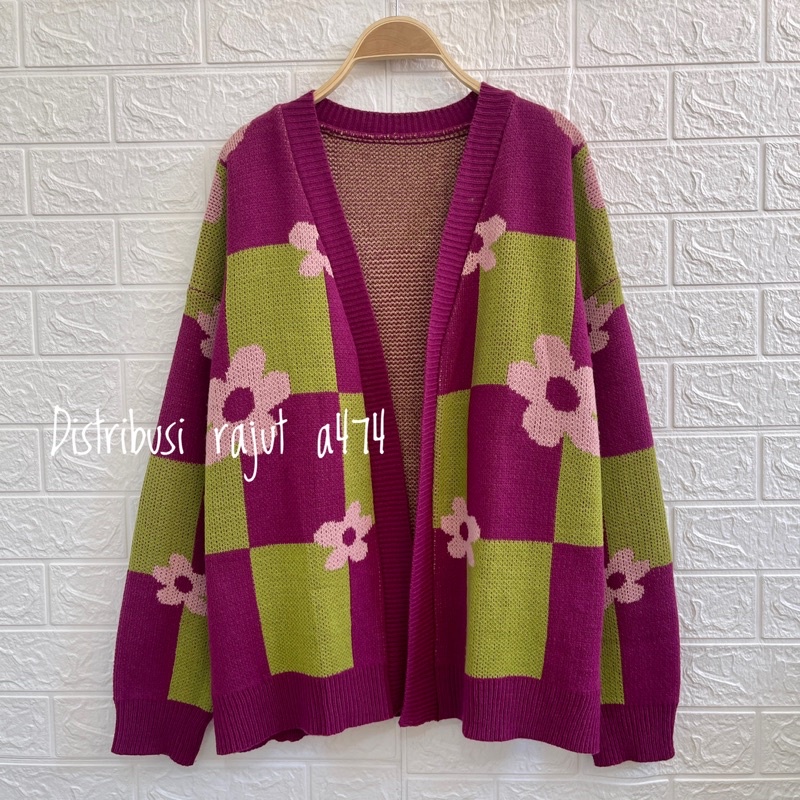 RALINE AERA  FLOWERS OUTER RAJUT OVERSIZE WANITA