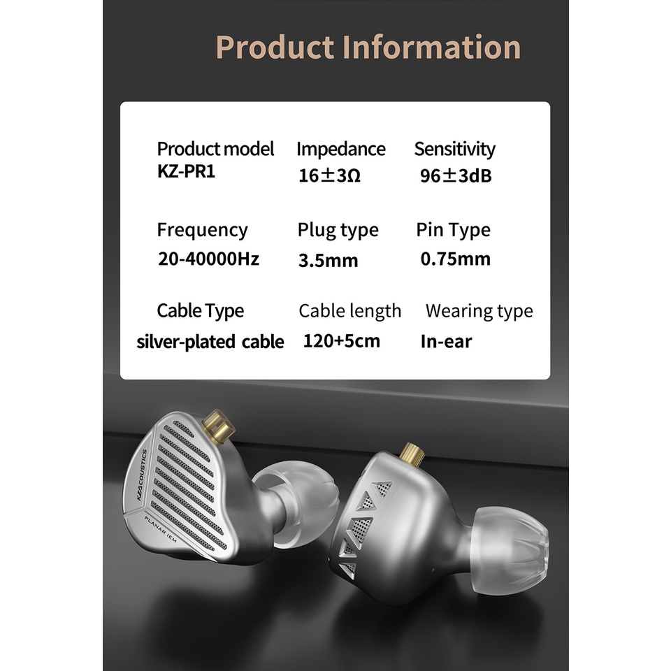 Kz pr1 headset Earphone Kabel dual cavity bass 13.2mm Untuk Mendengarkan Musik