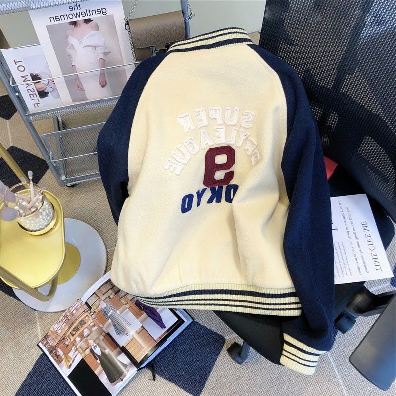 #Sisjuly# Jaket Musim Dingin Wanita Jaket Baseball Longgar Pasangan Niche AMYG