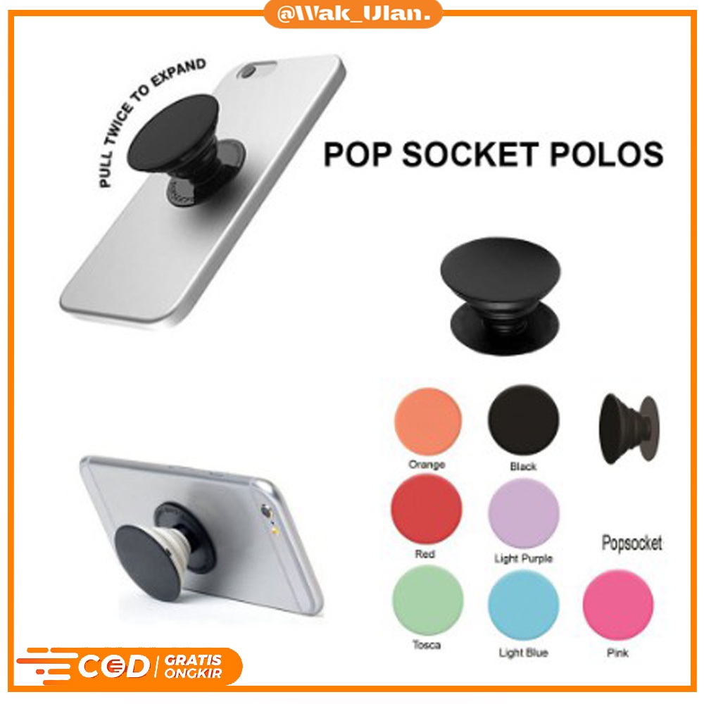 Pop Socket Phone Stand Holder HP POLOS Popsocket Standing Pegangan Hook Headset Penyangga smartphone