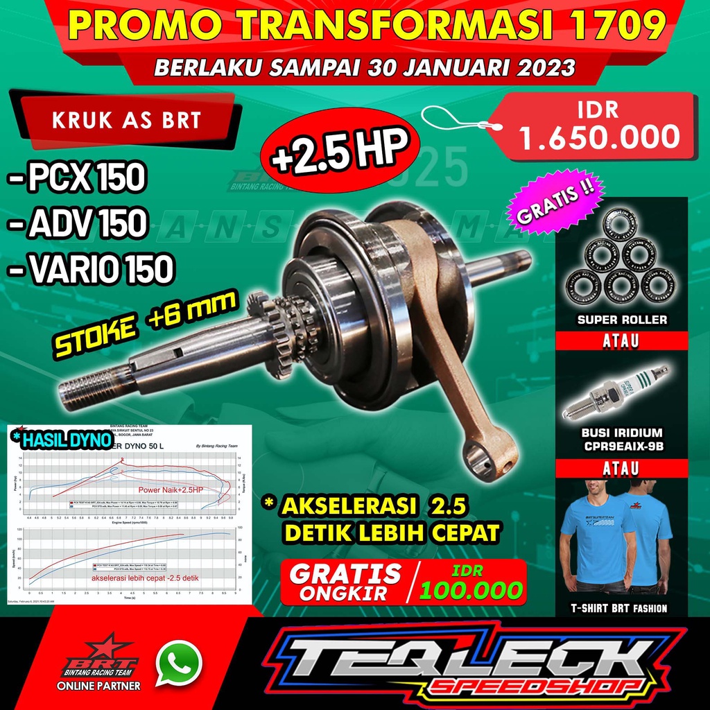 Jual Brt Super Crankshaft Brt Kruk As Pcx Adv Vario Up Stroke Mm Shopee Indonesia