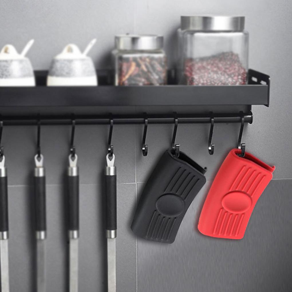 2buah Pegangan Panci Holder Cover Lengan Isolasi Case Tahan Panas Tebal Klip Silikon Warna Solid Simple Untuk Digunakan Di Rumah