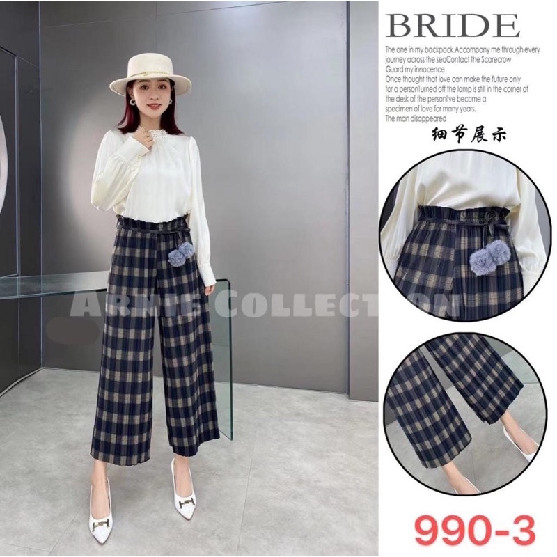 CELANA KULOT PLISKET MOTIF KOTAK / KULOT MOTIF KOTAK / CULLOTE TARTAN PANTS